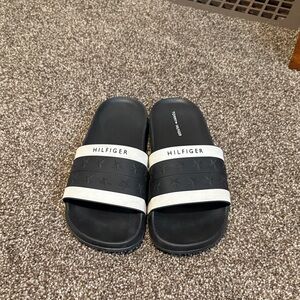 Tommy Hilfiger Black and White Star Slides